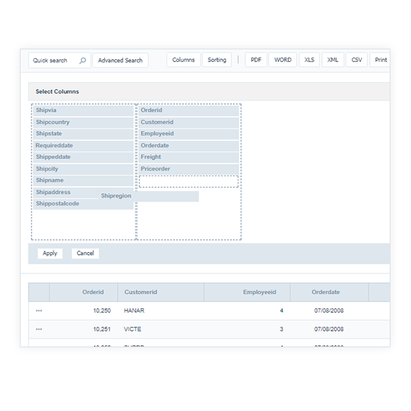 Dynamic Columns Configuration