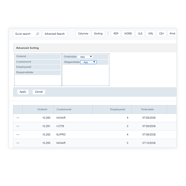 Dynamic sorting