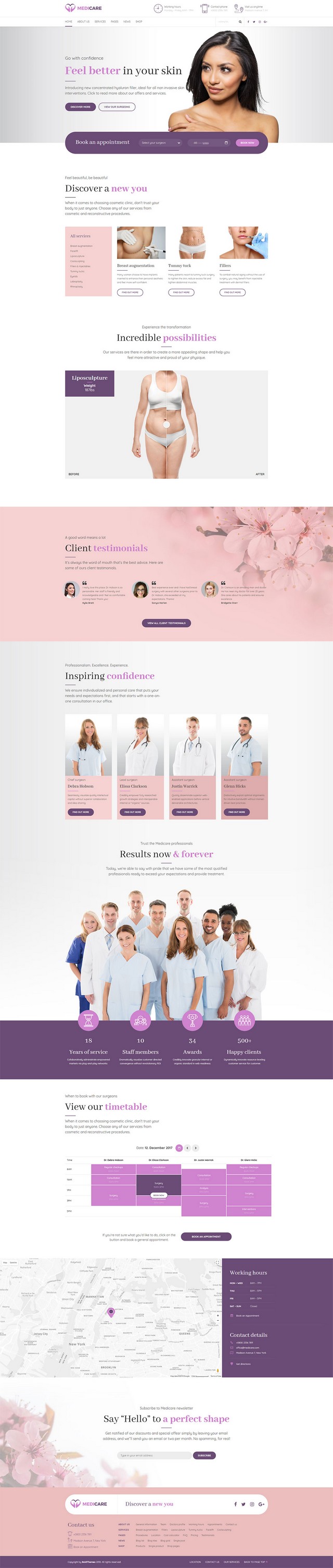 health and medical wordpress theme Medicare homepage layout for cosmetic surgery