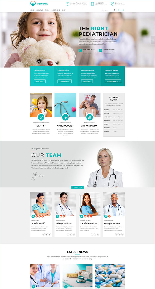 health and medical wordpress theme Medicare main homepage layout